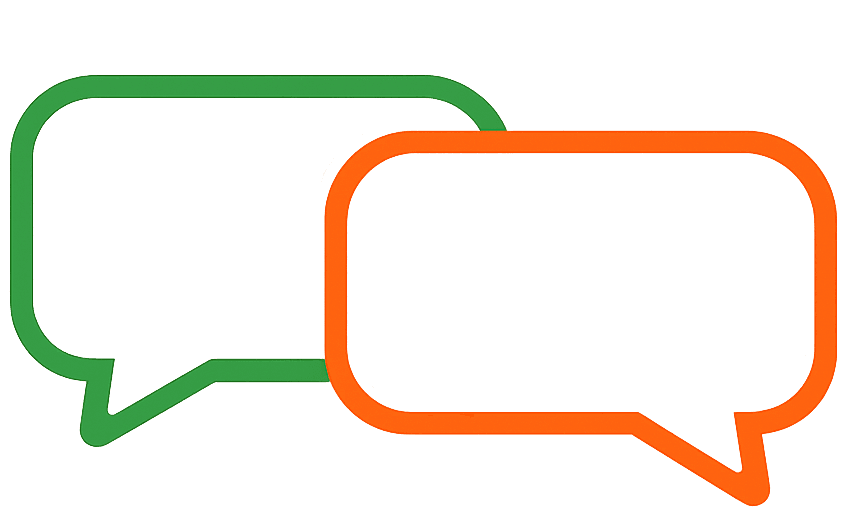 two chat bubbles green and orange